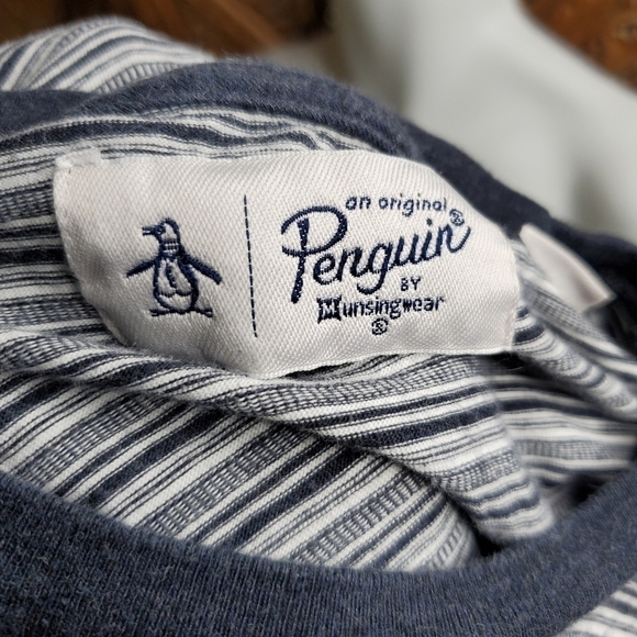Original Penguin Men Striped T Shirt Size XL Blue White - Picture 5 of 9